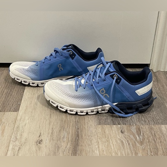 On Running Shoes - Blue and white on cloud shoes